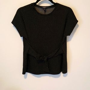 Express Tie Front Black & White Dots Top Size XS